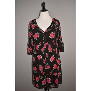 TORRID NEW V-Neck Rose Print Shirt Dress